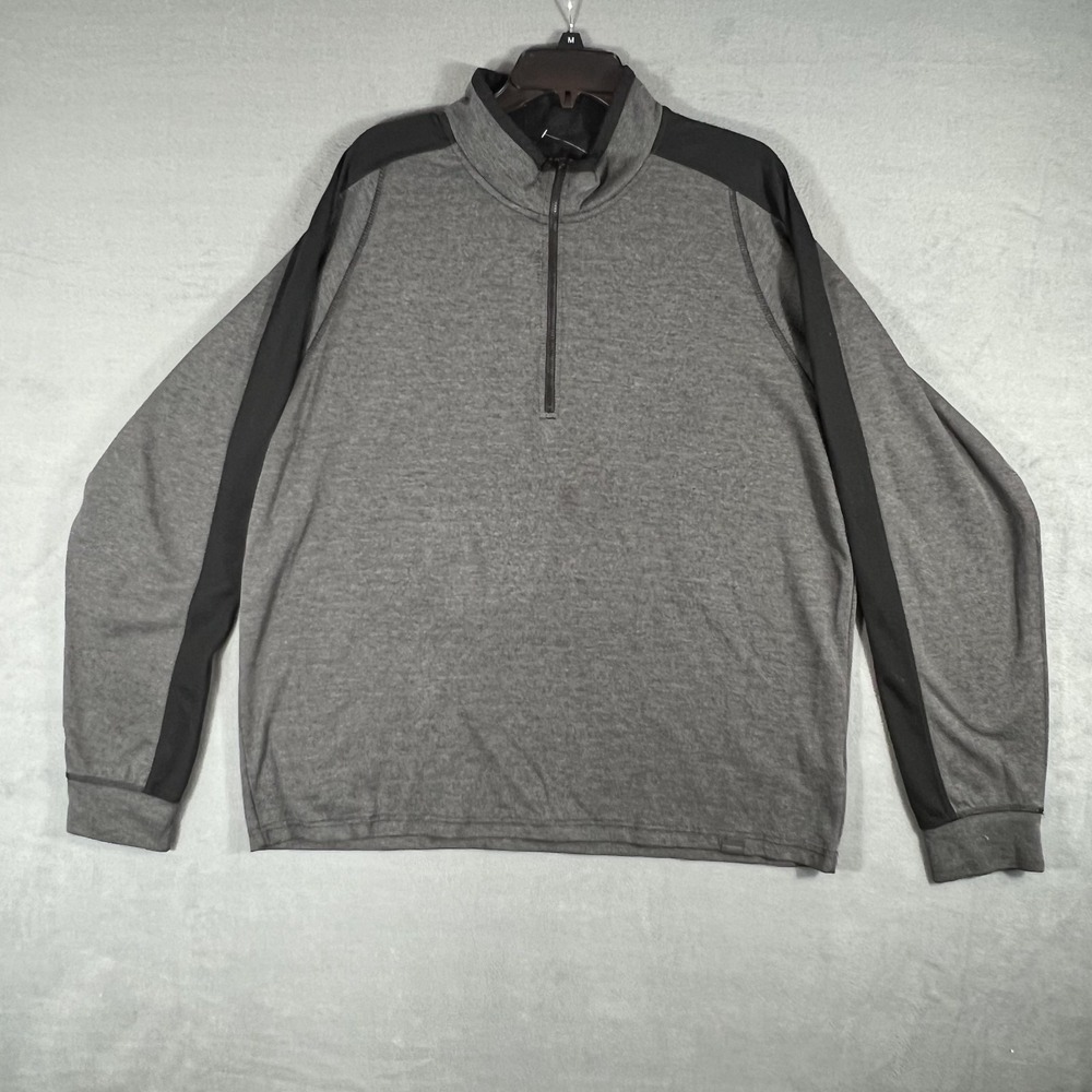 HAWKE & CO‎ Men's XXL Gray Black 1/4 Zip Pullover Activewear Tech Fibers Top
